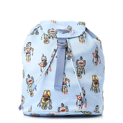 Prada Tessuto Nylon Saffiano Robot Cinch Backpack Astrale 1 of 10