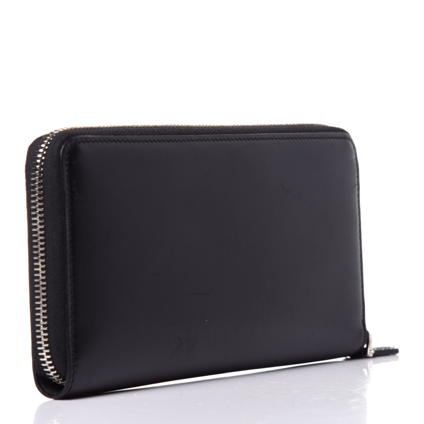 Calfskin Logo Zip Around Wallet Black