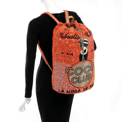 Chanel Tweed Sequins Embroidered Cubano Trip Backpack Orange Coral 2 of 8