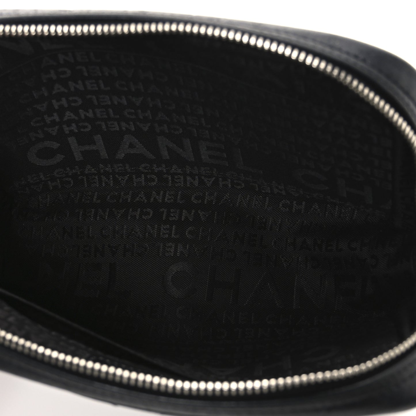 Aged Calfskin Quilted Cambon Cosmetic Case Black