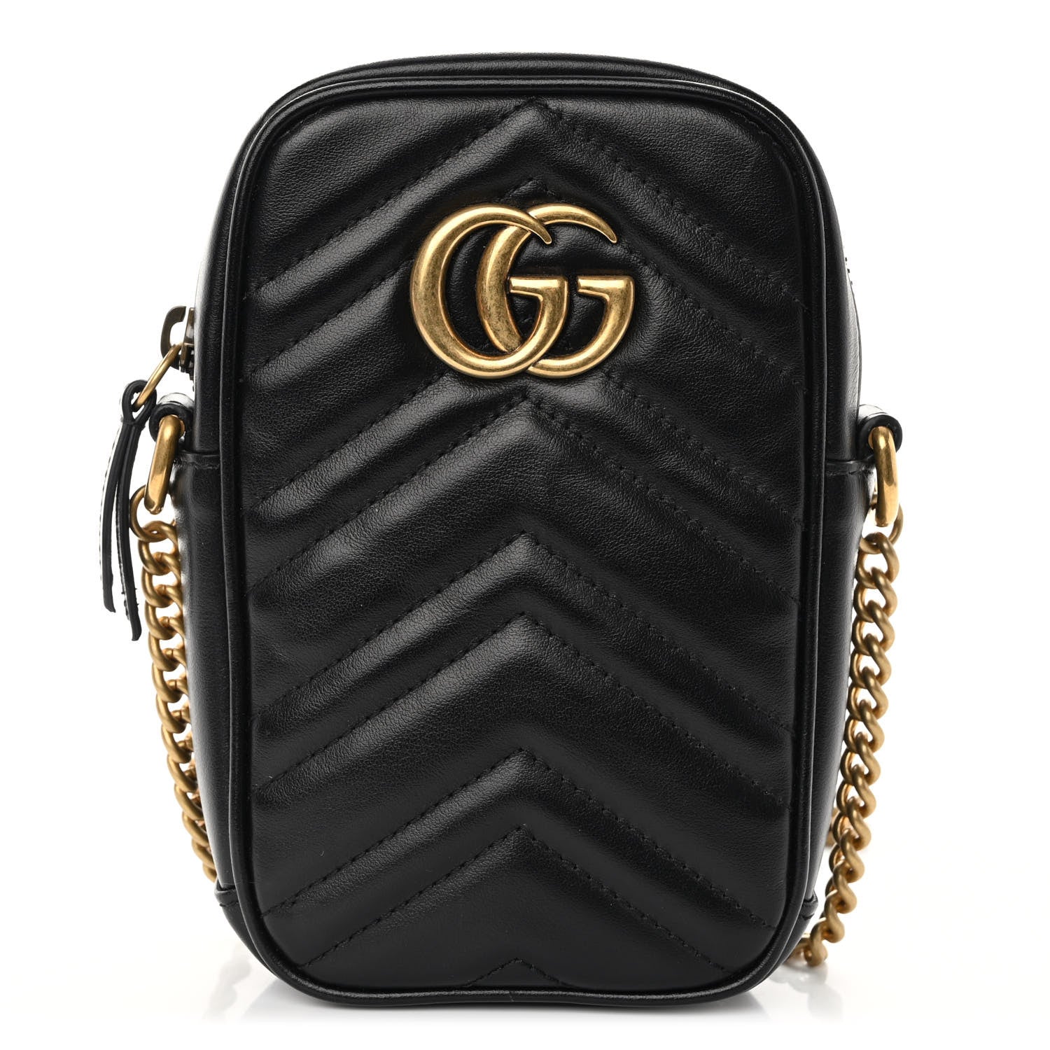 Gucci Calfskin Matelasse Mini GG Marmont Crossbody Bag Black 1 of 9