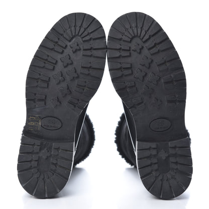 Chanel Calfskin Suede CC Ankle Snow Boots 39.5 Black 5 of 10