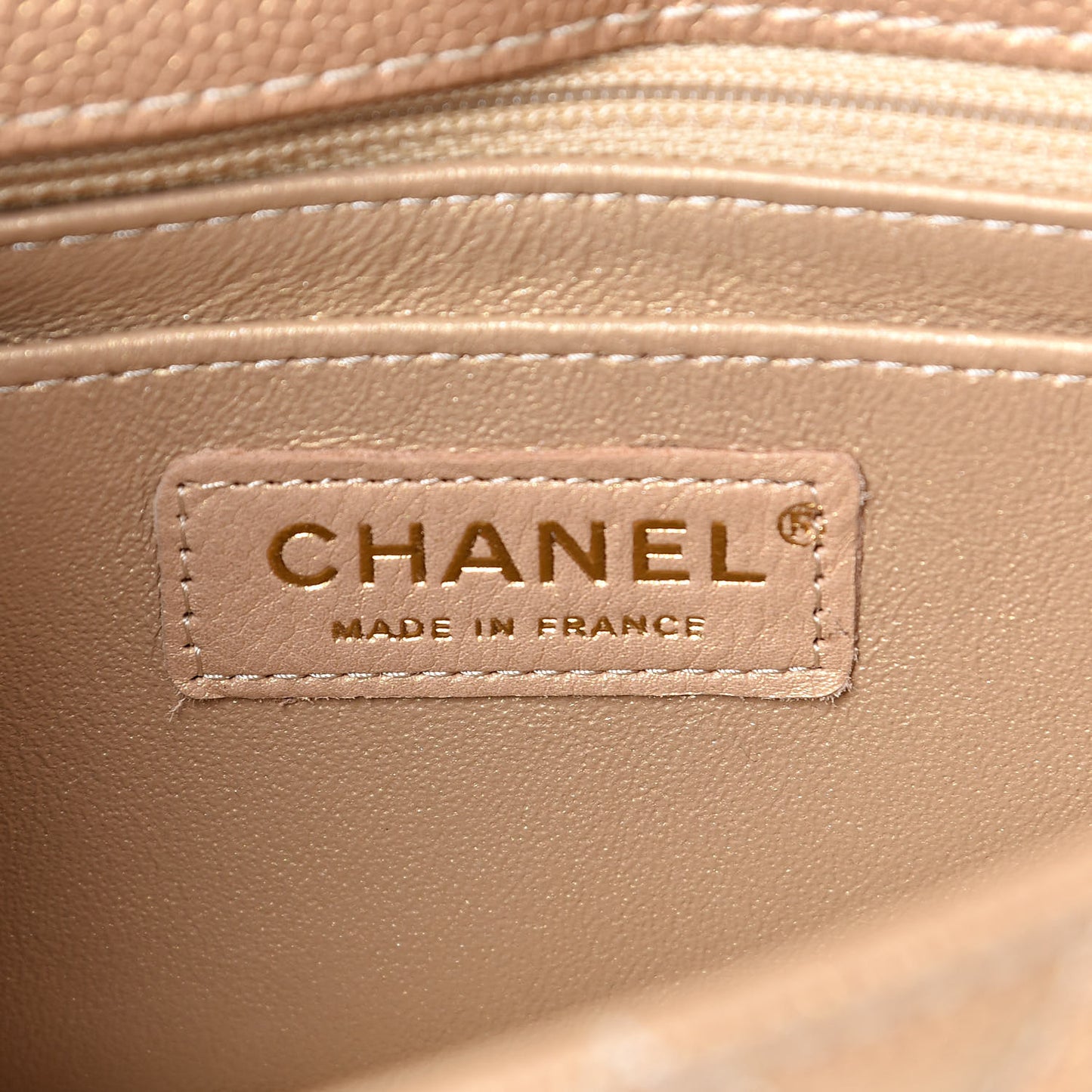 Pearly Caviar Quilted Mini Rectangular Flap Gold
