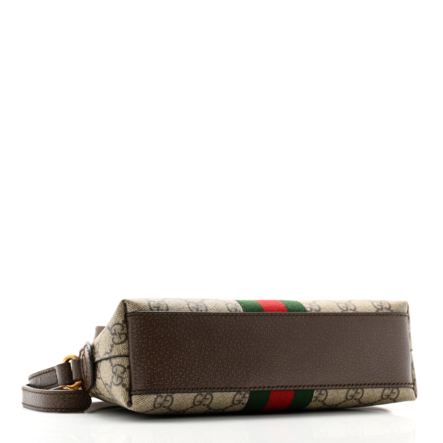 Gucci GG Supreme Monogram Textured Dollar Calfskin Web Small Ophidia Dome Shoulder Bag Beige Ebony New Acero 4 of 12