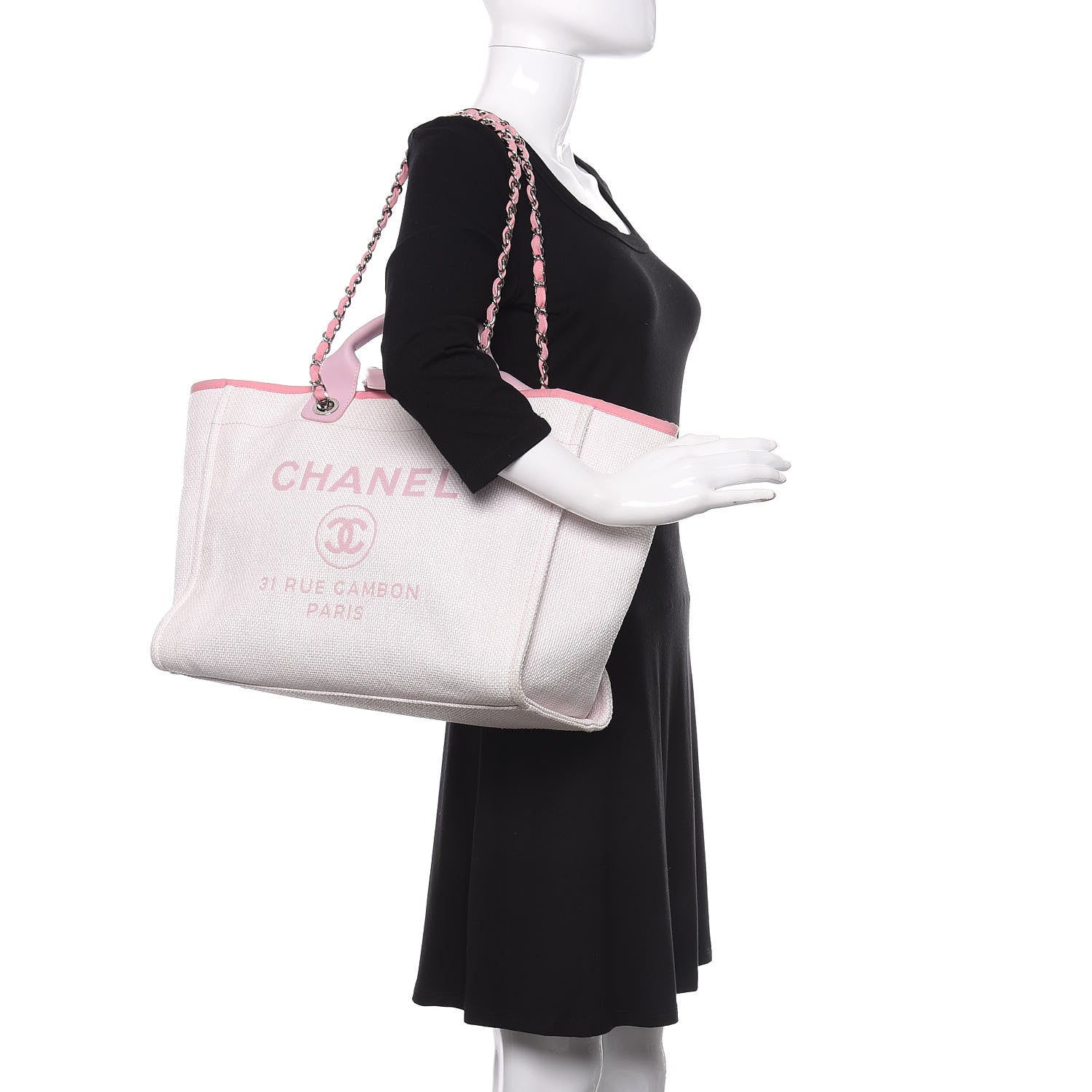 Chanel Canvas Medium Deauville Tote Pink 2 of 11