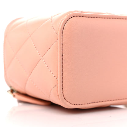 Chanel Lambskin Quilted Pearl Crush Mini Vanity Case With Chain Light Beige 8 of 9