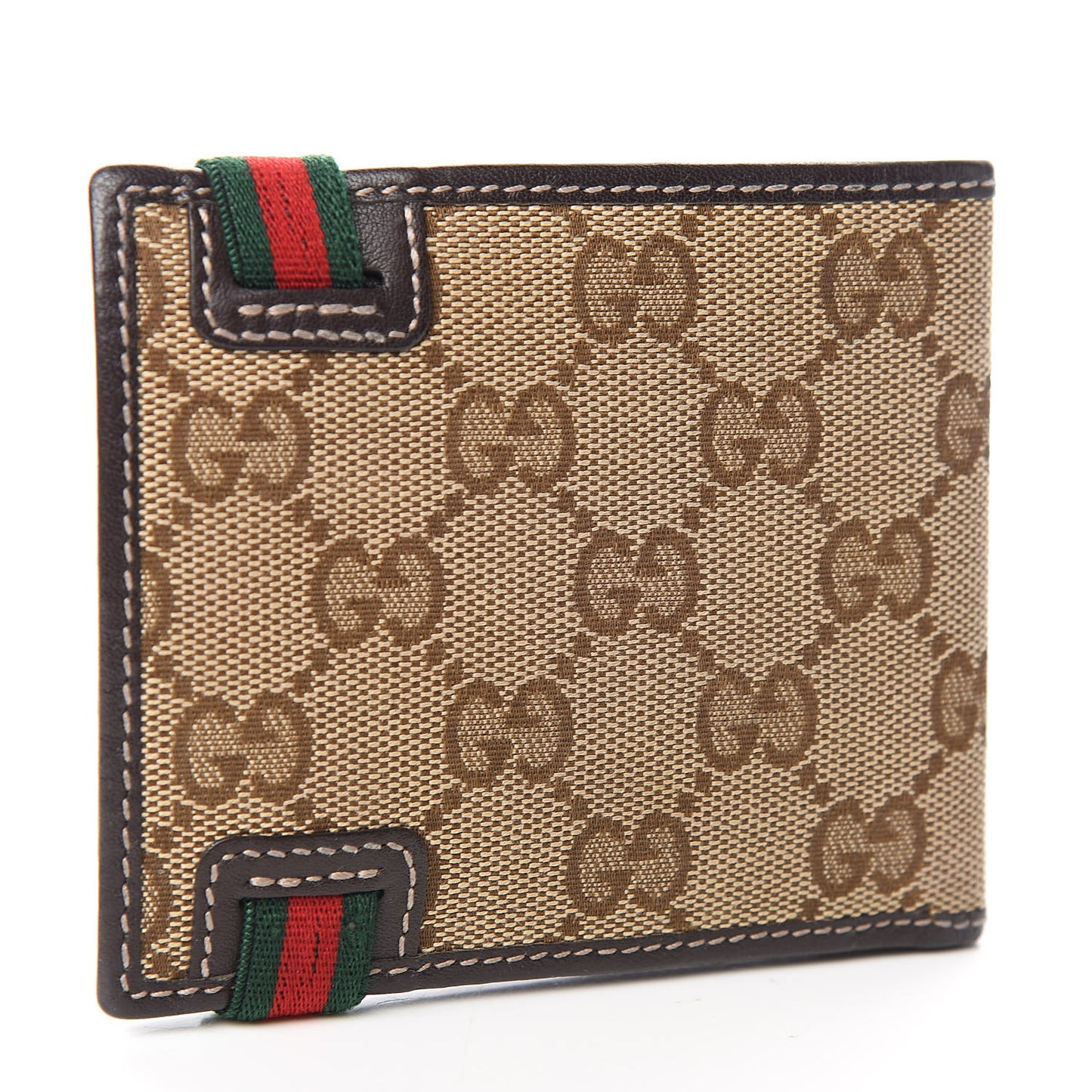 Monogram Web Band Bi-Fold Wallet Brown