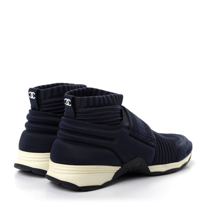 Chanel Stretch Fabric CC Sneakers 38 Blue 4 of 10