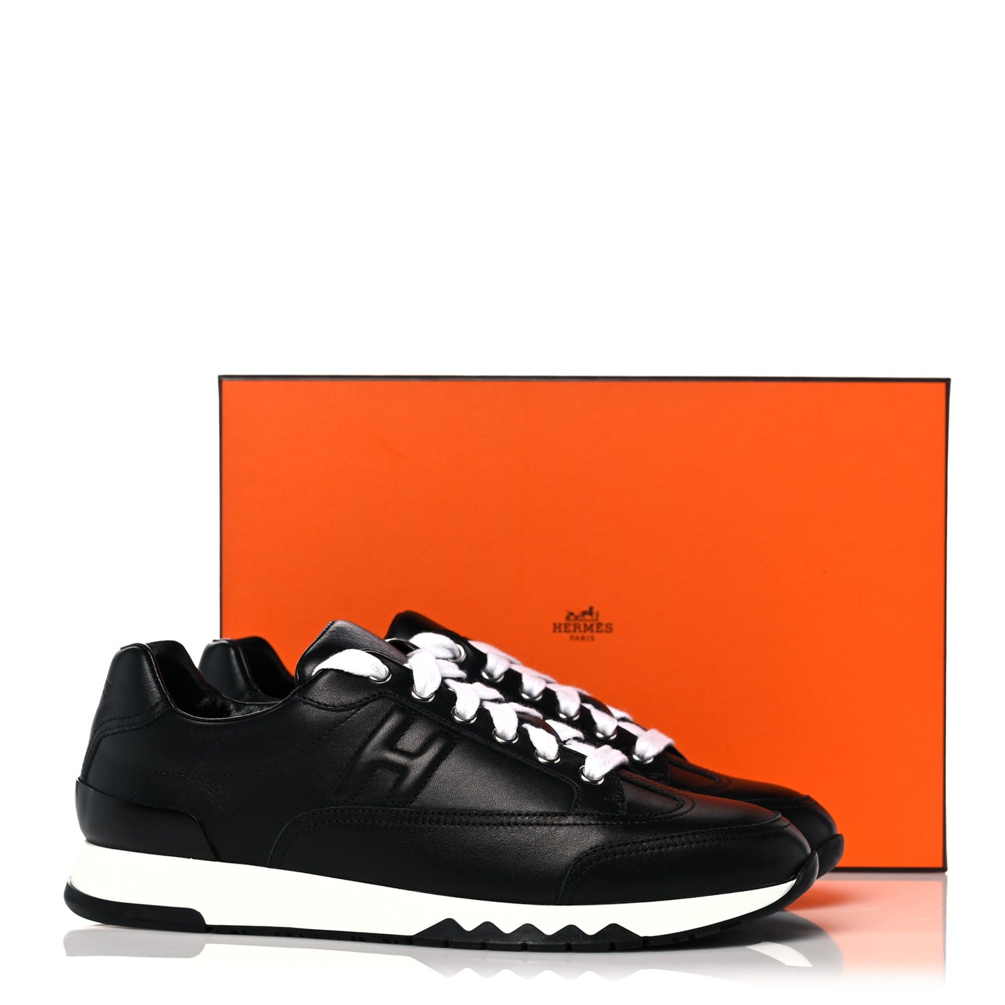 Calfskin Womens Trail Sneakers 38 Black