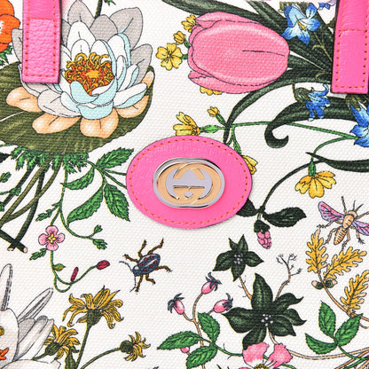 Gucci Canvas Medium Flora Tote Fuchsia 8 of 10