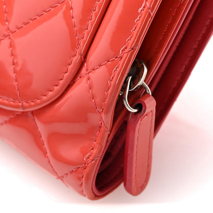 Chanel Patent Quilted Zip Pocket Wallet Coral 13 of 15
