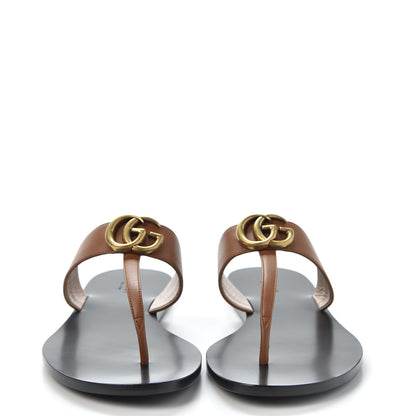 Gucci Calfskin GG Marmont Thong Sandals 39 Cognac 2 of 9