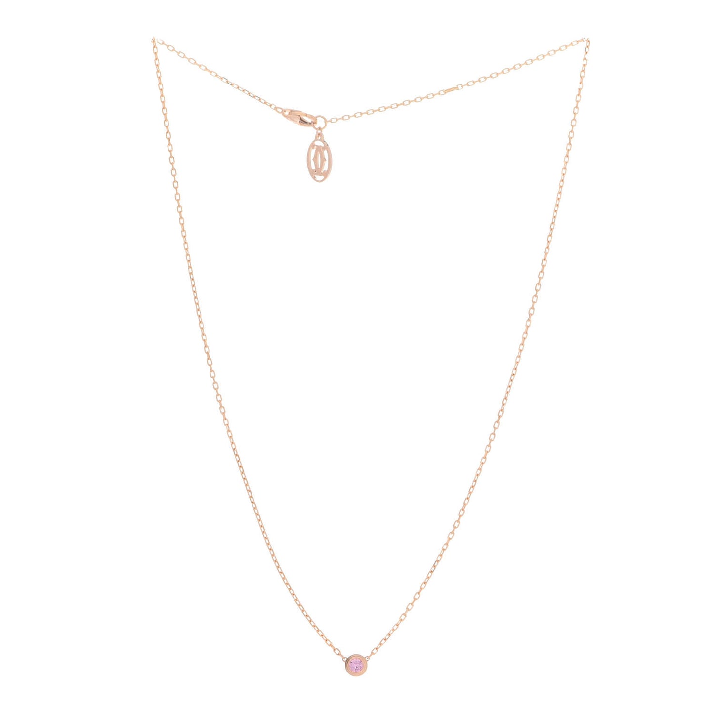 18K Pink Gold Pink Sapphire D'Amour Pendant Necklace