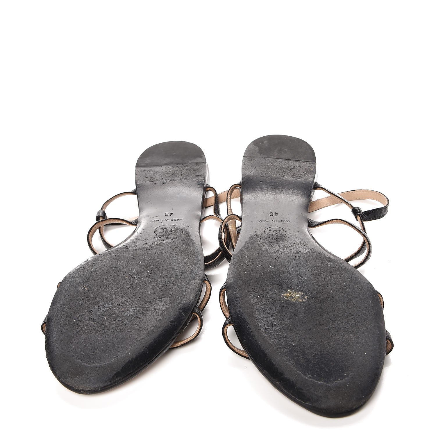 Chanel Glazed Calfskin CC Sandals 40 Black 7 of 12