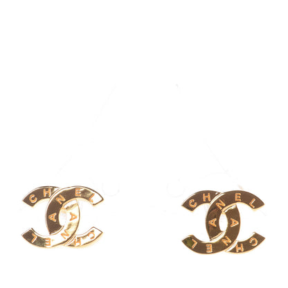 Chanel Metal CC Paris Button Stud Earrings Gold 1 of 4