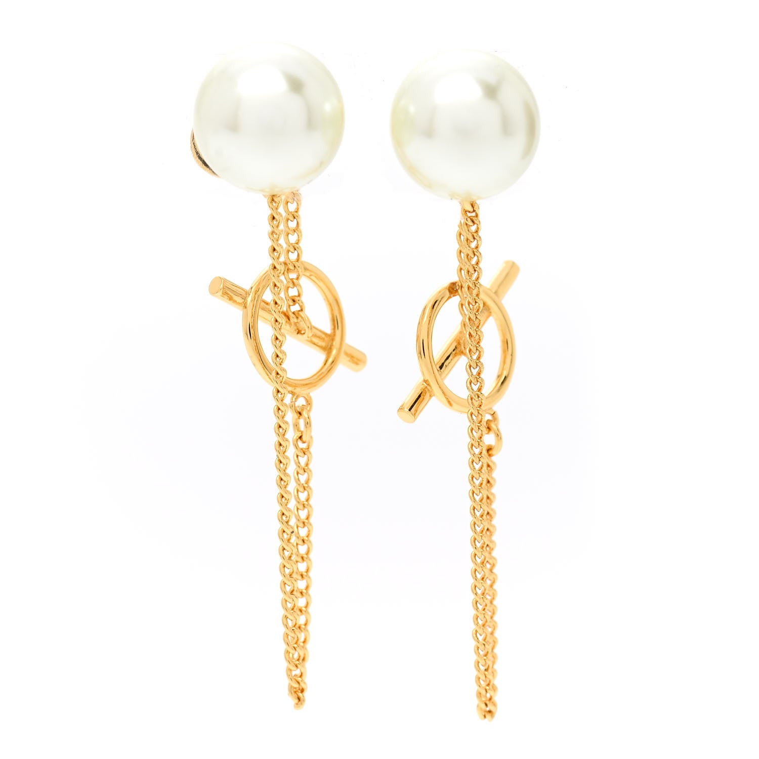 Christian Dior Pearl Tribales Earrings Gold White 1 of 5
