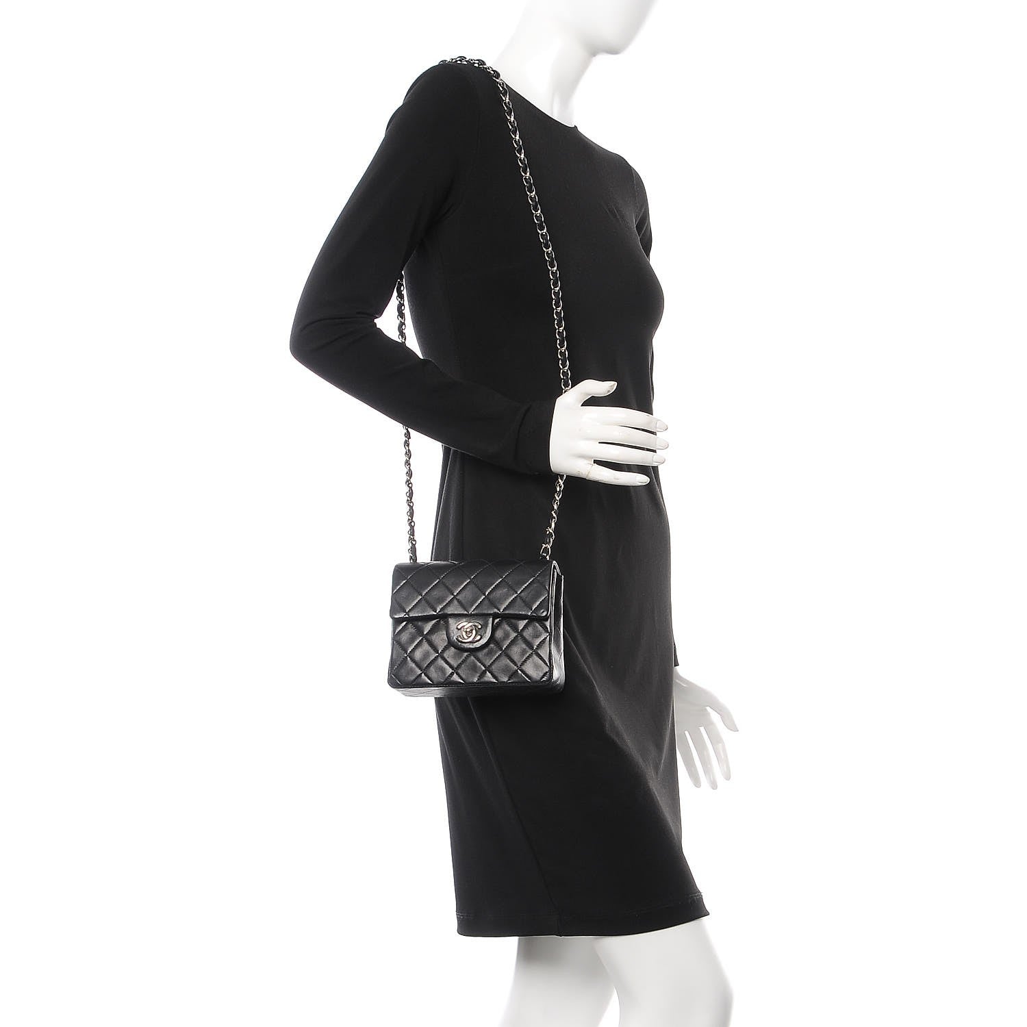 Chanel Lambskin Quilted Mini Square Flap Black 2 of 7