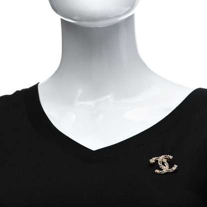 Chanel Metal Crystal Camelia CC Brooch Gold 2 of 5