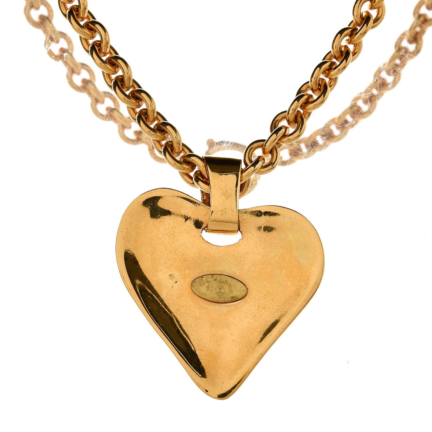 CC Heart Chain Pendant Necklace Gold