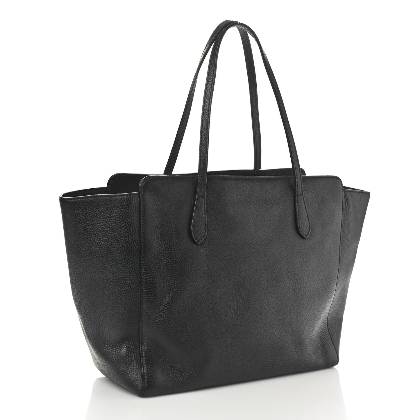 Pebbled Calfskin Medium Swing Tote Black