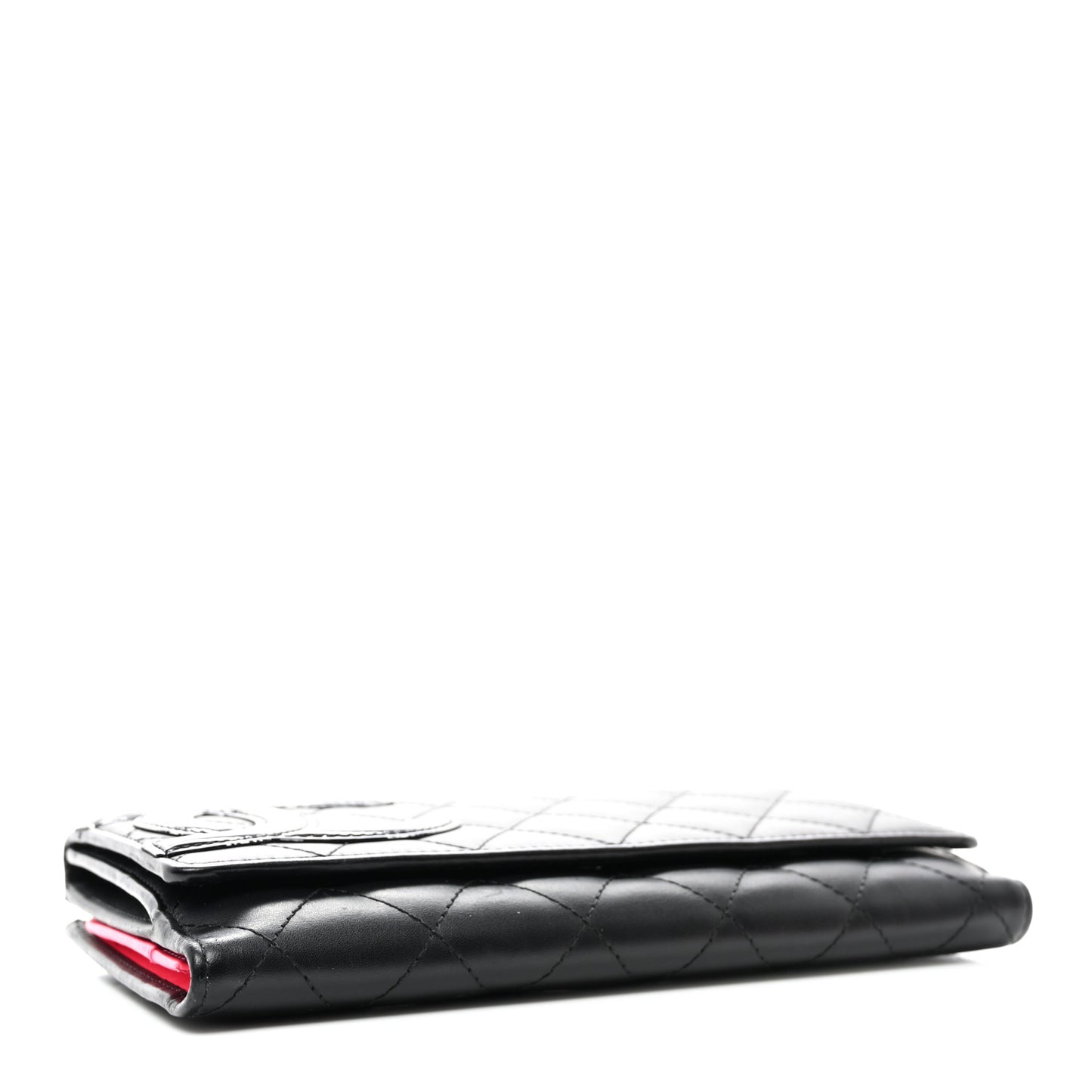 Calfskin Quilted Cambon Tri-Fold Wallet Black