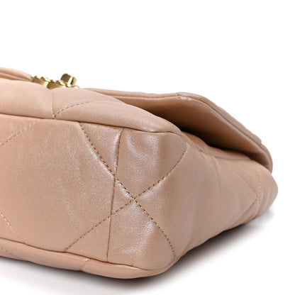 Chanel Shiny Lambskin Quilted Medium Chanel 19 Flap Beige 10 of 10