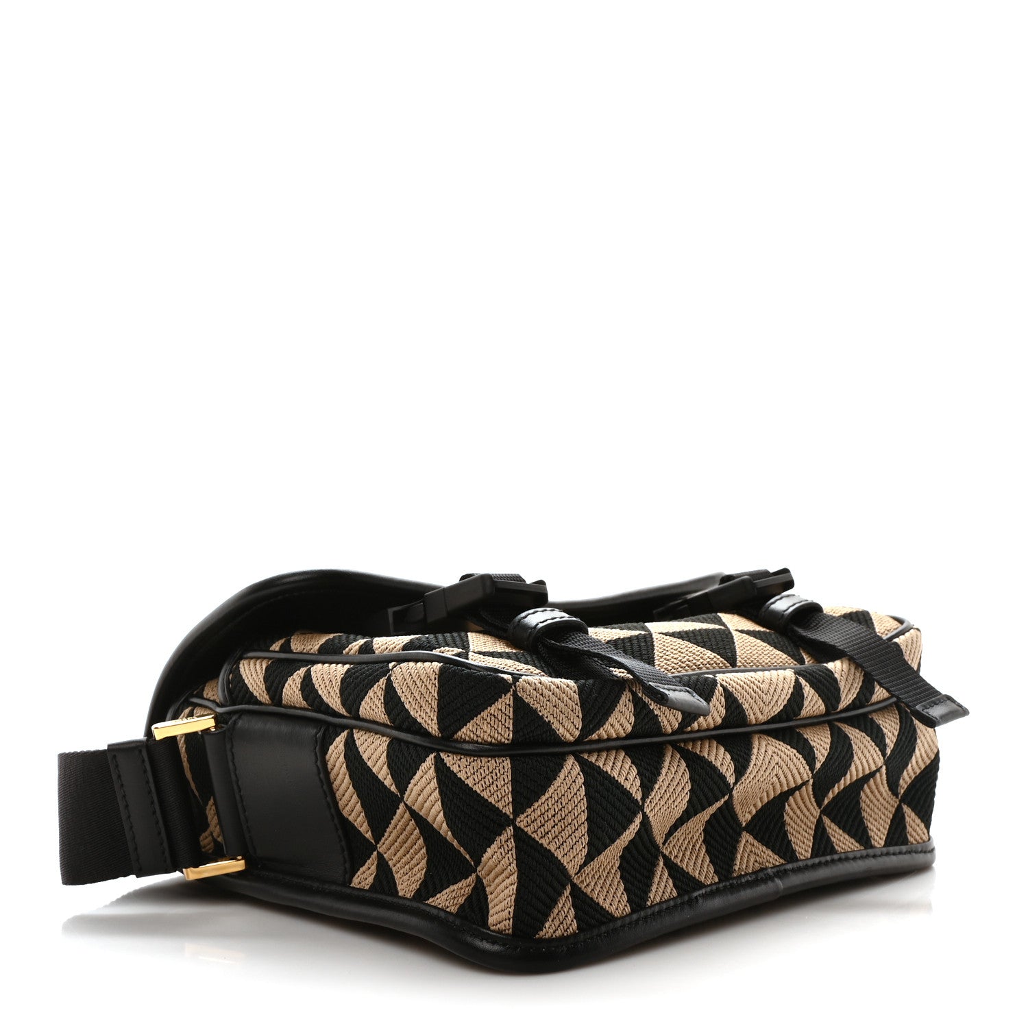 Prada Jacquard Saffiano Triangolo Symbole Embroidered Messenger Bag Black Corda 5 of 11