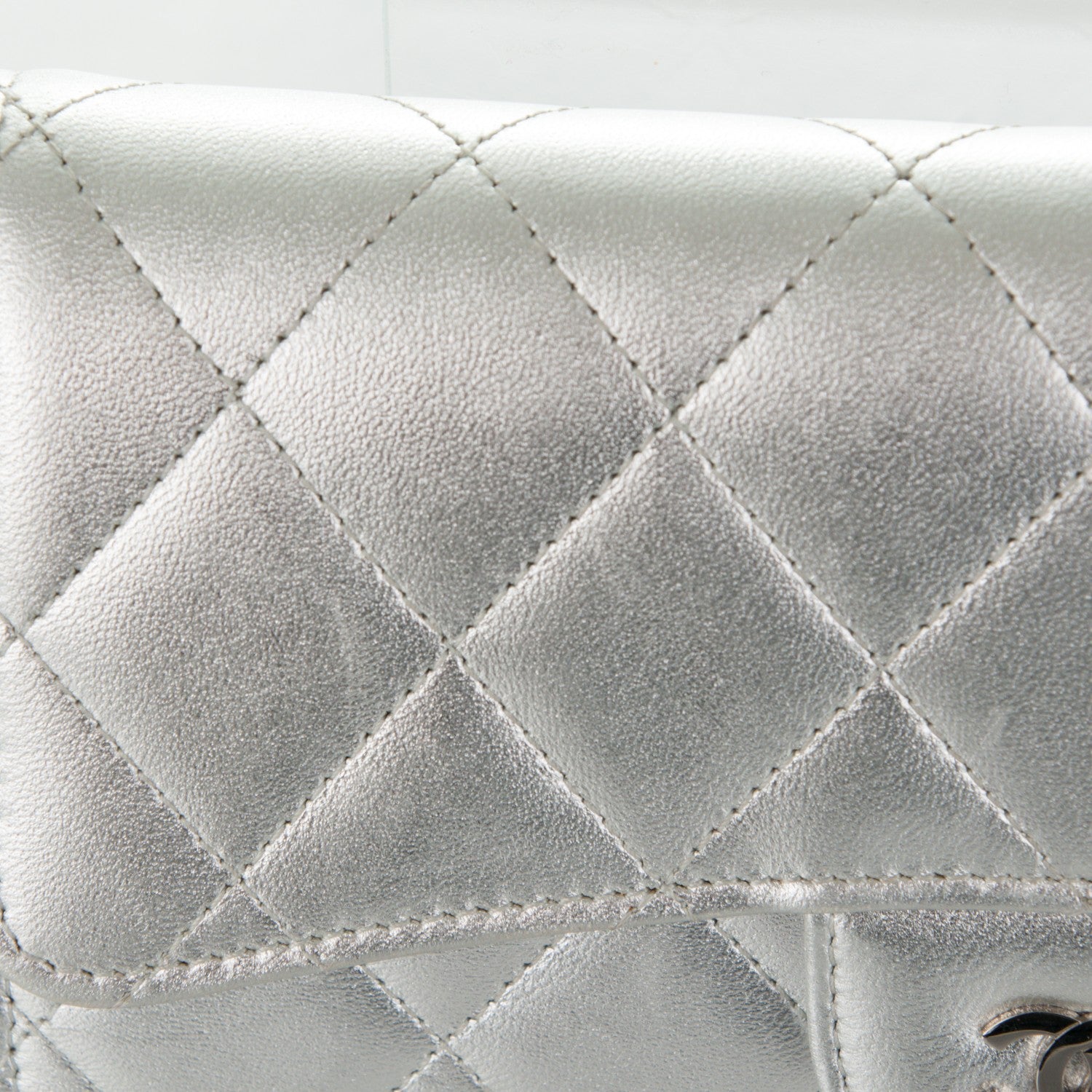 Chanel Metallic Lambskin Quilted Large Flap Wallet Silver 11 of 13