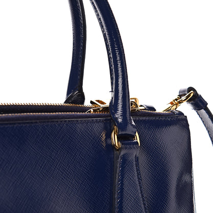 Prada Saffiano Vernice Small Double Zip Galleria Tote Inchiostro 10 of 12