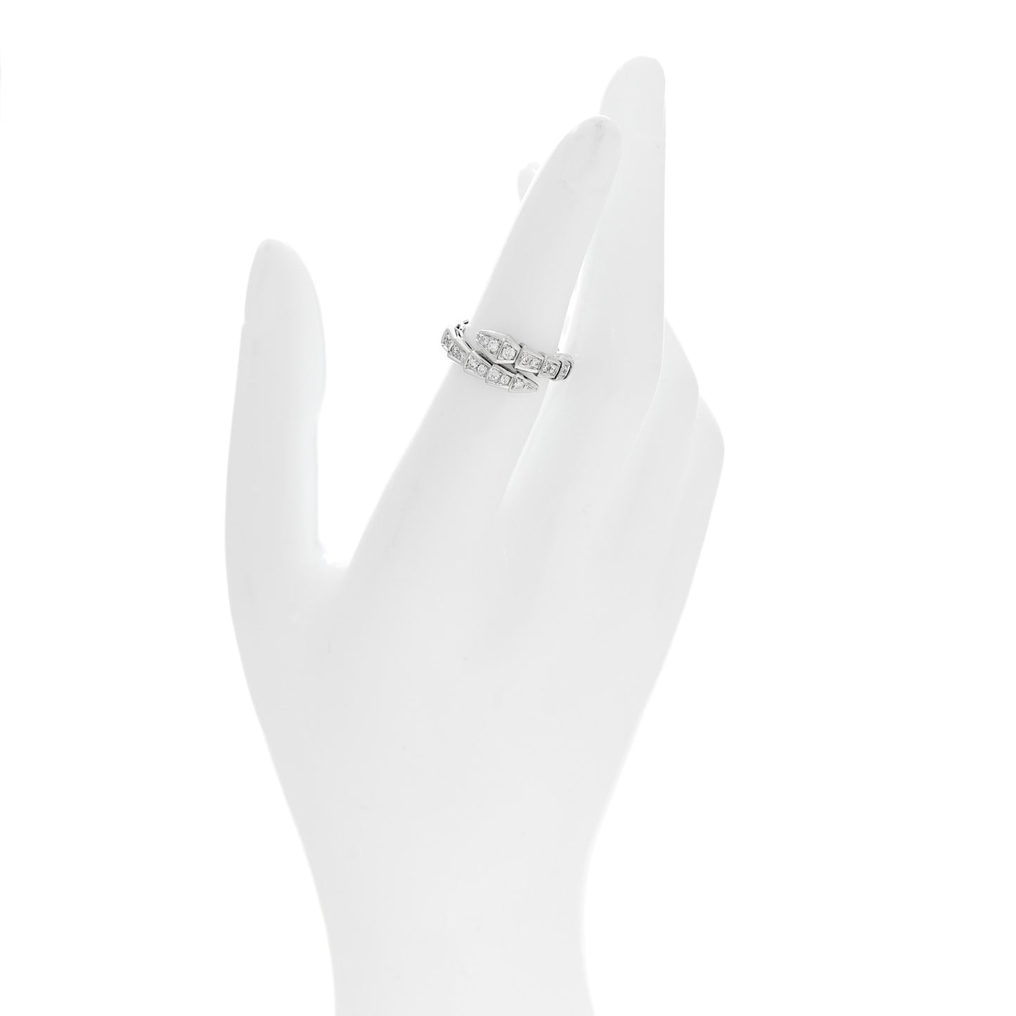 18K White Gold Diamond Serpenti Viper Pave Ring S