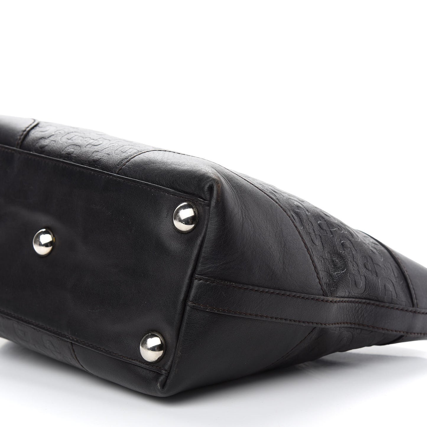Calfskin Horsebit Embossed Tote Dark Brown
