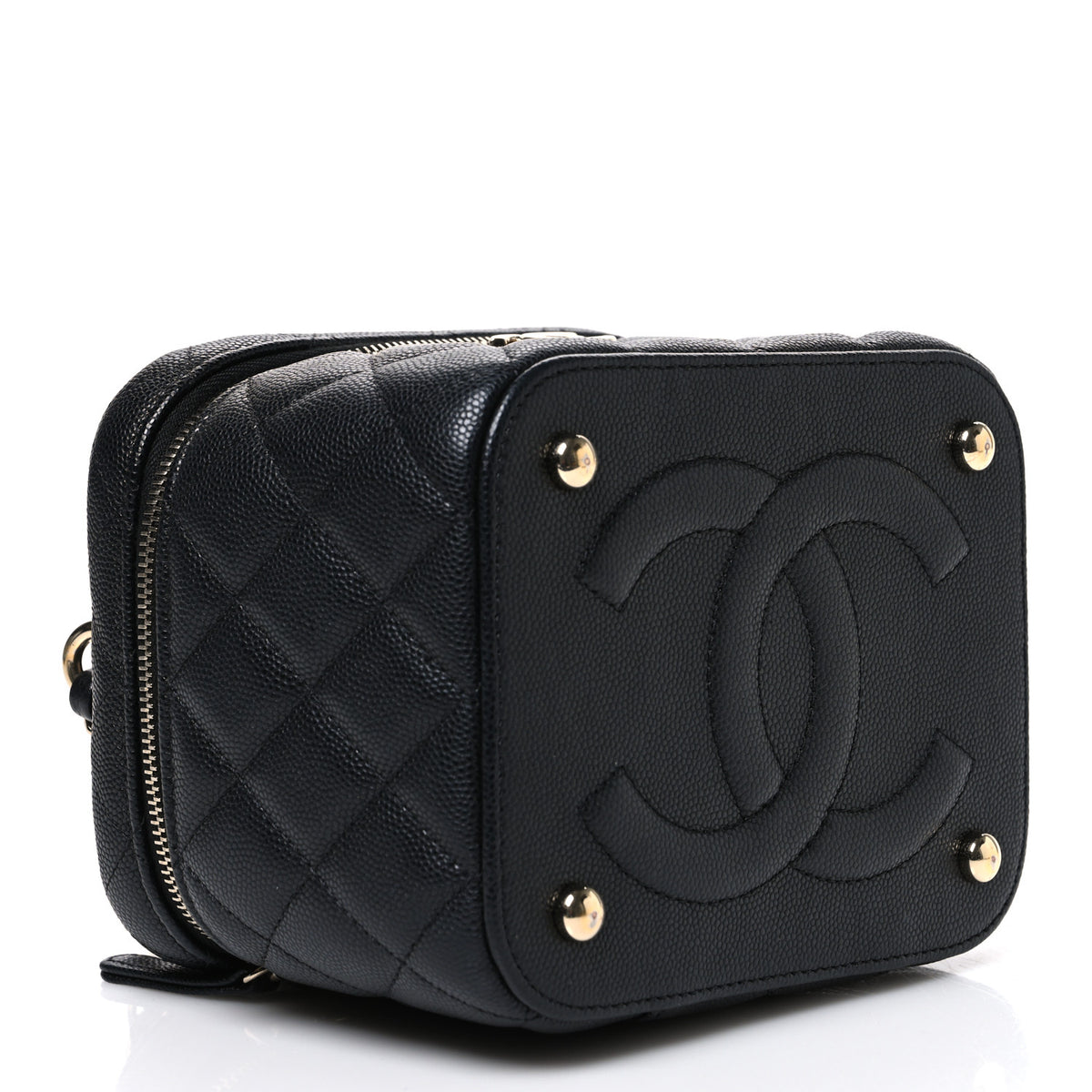 Caviar Quilted Small CC Vanity Case Black