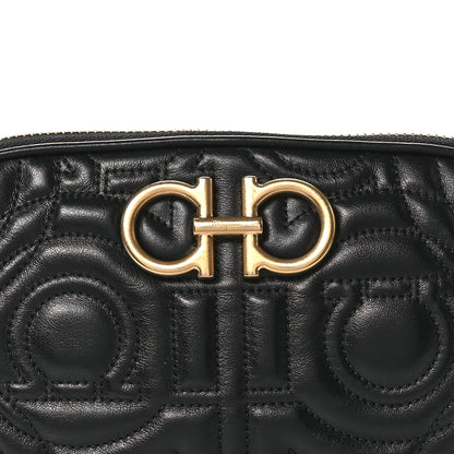 Salvatore Ferragamo Calfskin Quilted Gancini Belt Bag Black 9 of 15