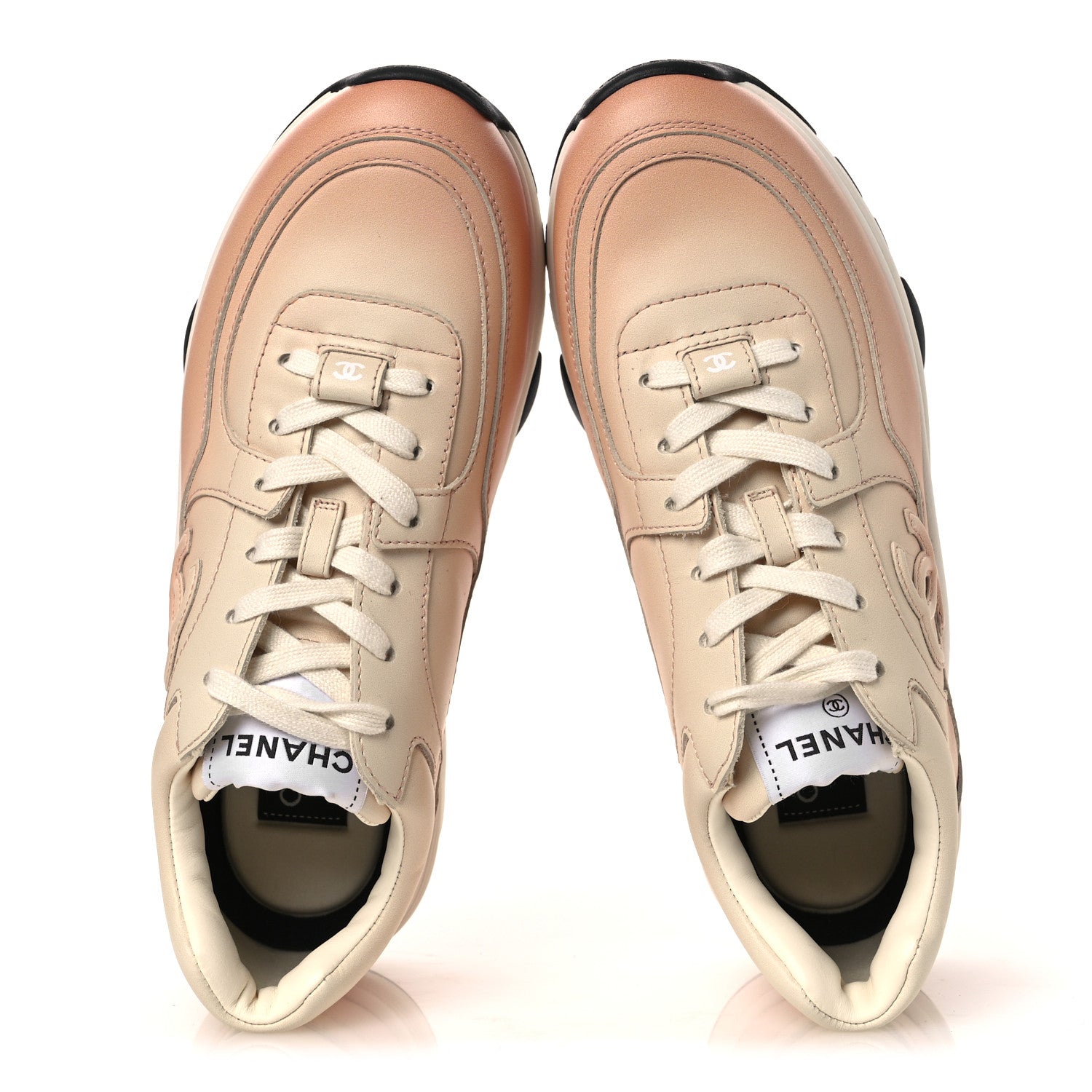 Chanel Gradiant Calfskin CC Womens Sneakers 37 Light Orange