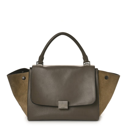 Celine Drummed Calfskin Suede Small Trapeze Souris 1 of 10