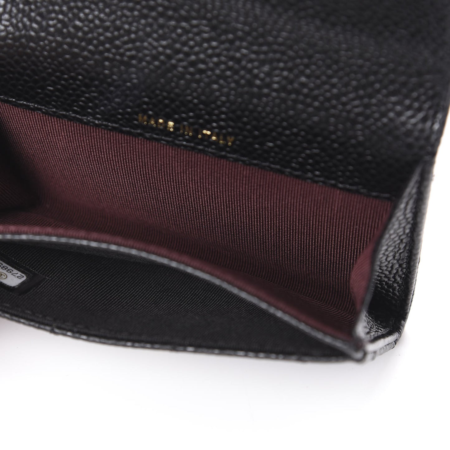Caviar Quilted Flap Card Holder Wallet Black