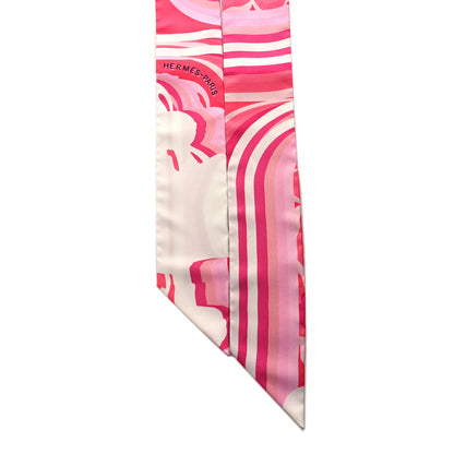 Hermes Silk Brides De Gala Shadow Twilly Rose Blanc Fuchsia 2 of 4