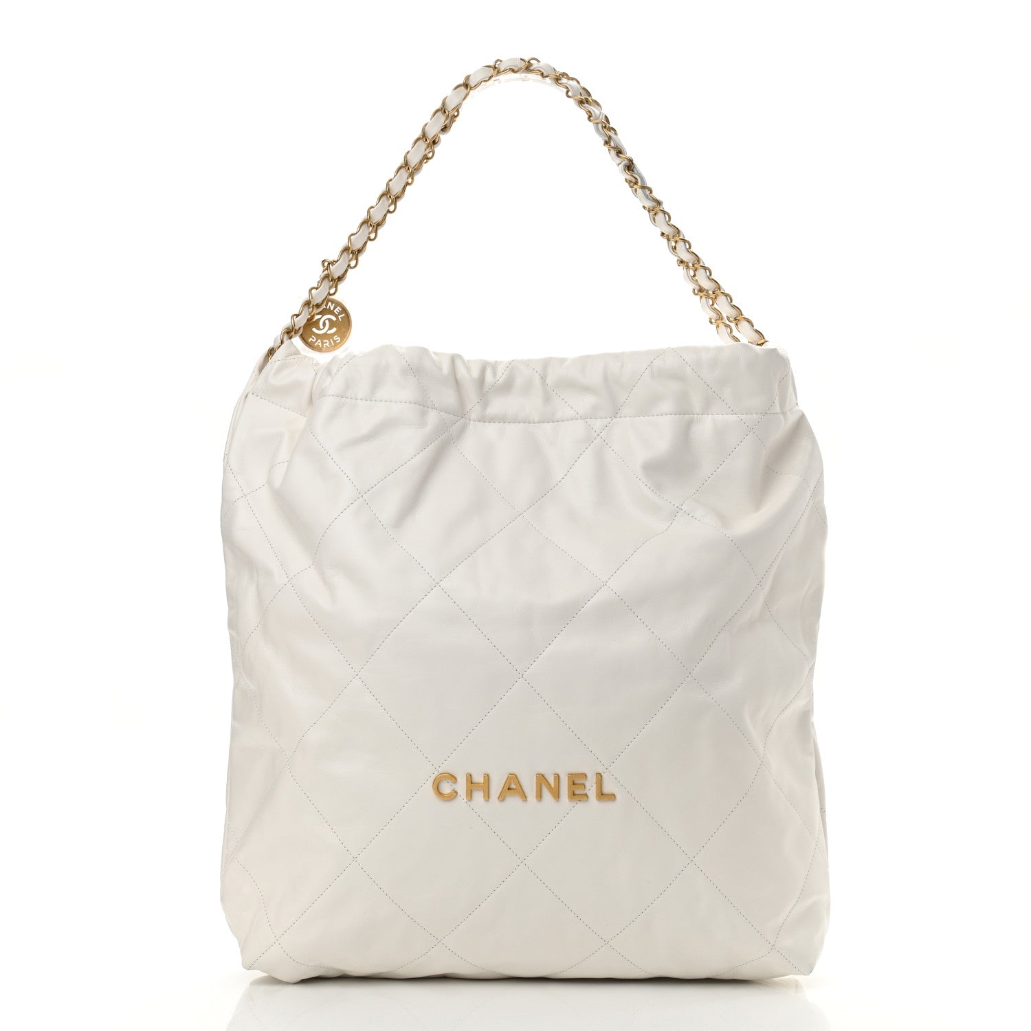 Chanel Shiny Calfskin Quilted Large Chanel 22 White 3 of 11