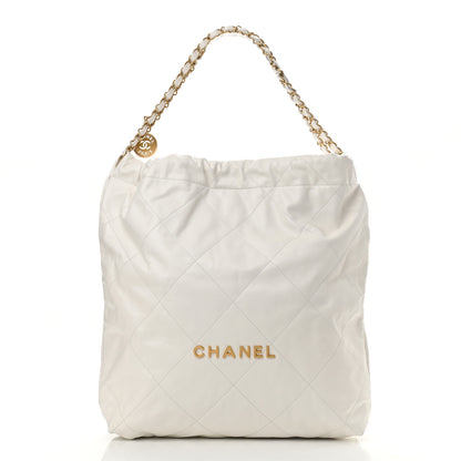 Chanel Shiny Calfskin Quilted Large Chanel 22 White 3 of 11