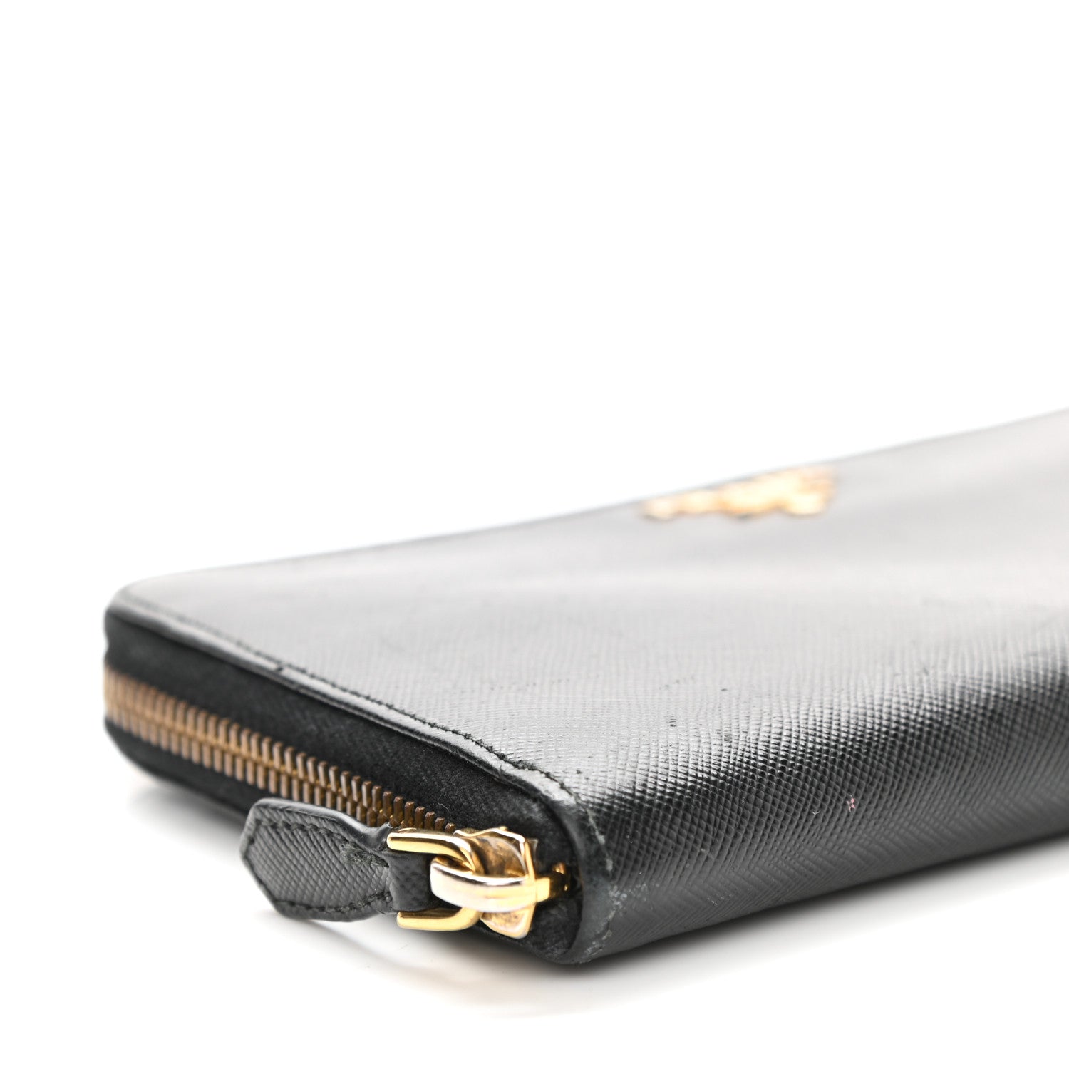 Prada Saffiano Metal Zip Around Wallet Black 8 of 10