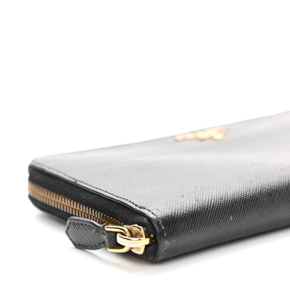 Prada Saffiano Metal Zip Around Wallet Black 8 of 10