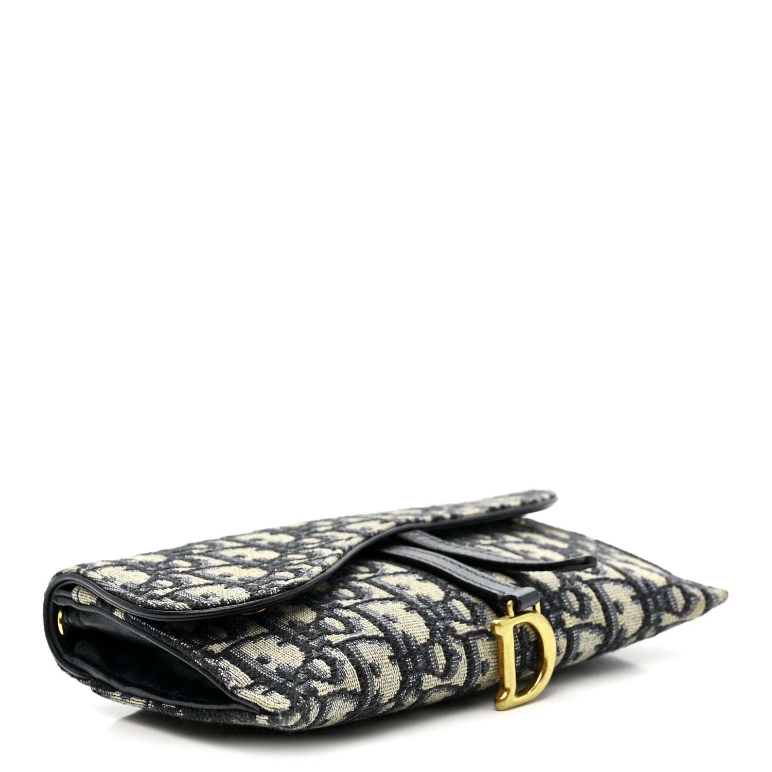 Christian Dior Oblique Saddle Chain Long Wallet Blue 1867117