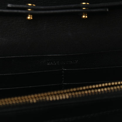 Saint Laurent Canvas Star Print Monogram Chain Wallet Gold Black 7 of 9