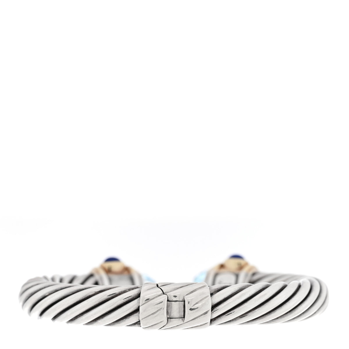 David Yurman Sterling Silver 14K Yellow Gold Blue Topaz Iolite Lapis Lazuli 10mm Cable Renaissance Bracelet 2 of 3