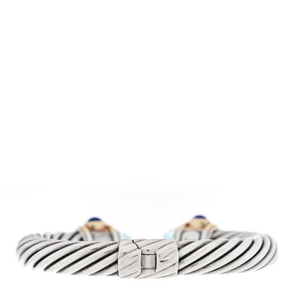 David Yurman Sterling Silver 14K Yellow Gold Blue Topaz Iolite Lapis Lazuli 10mm Cable Renaissance Bracelet 2 of 3