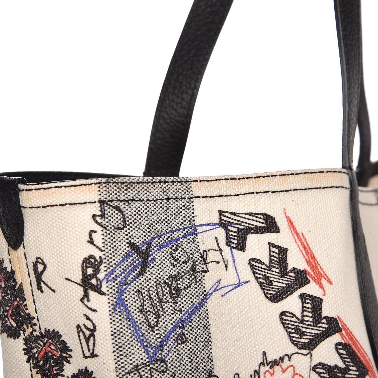 Coated Canvas Mega Check Sketchbook Reversible Tote White Black