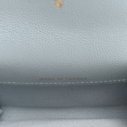 Chanel Caviar Quilted Flap Card Holder Wallet Light Blue 5 of 9