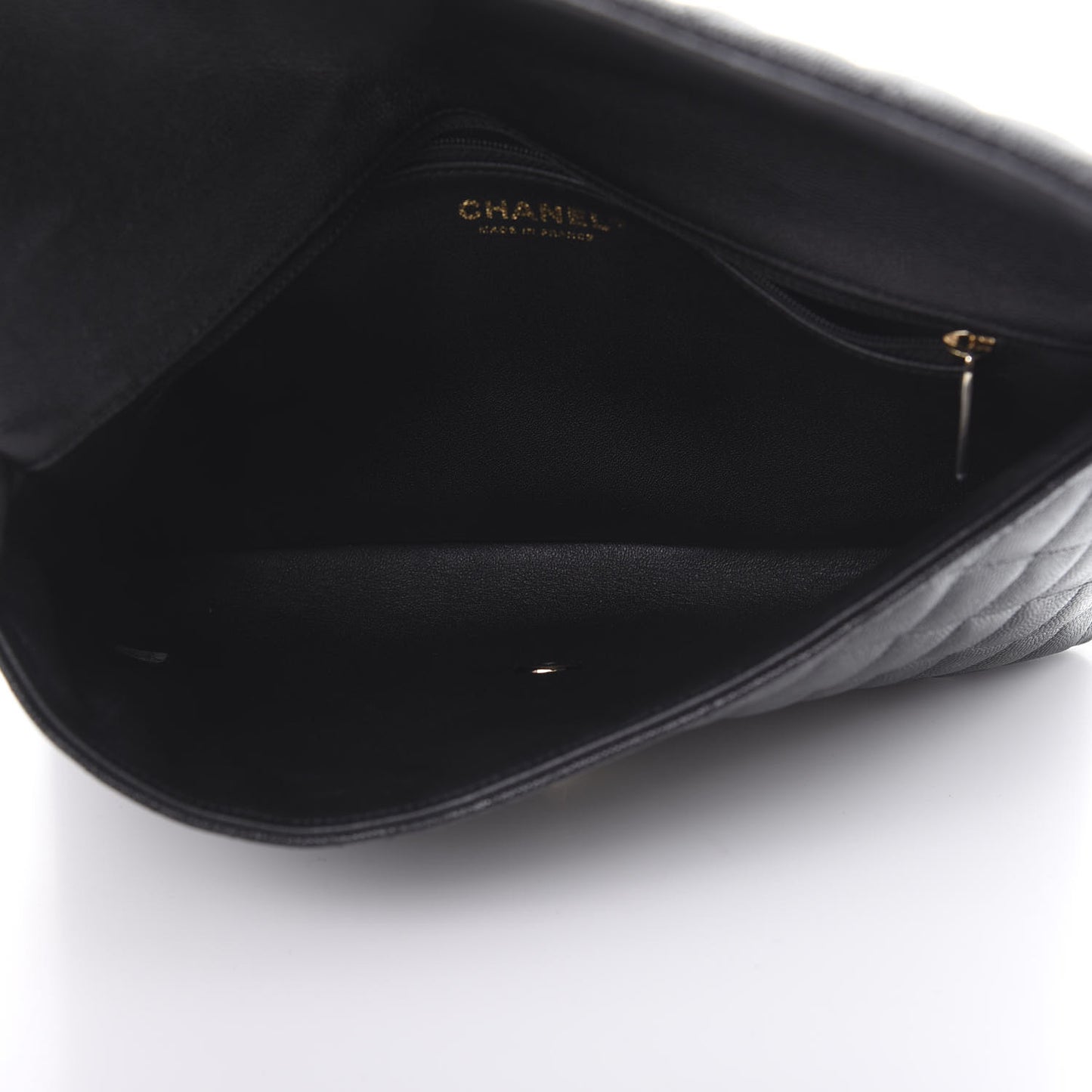 Caviar Quilted Flap Clutch Black