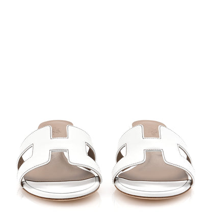 Hermes Calfskin Oasis Sandals 37 White 3 of 10
