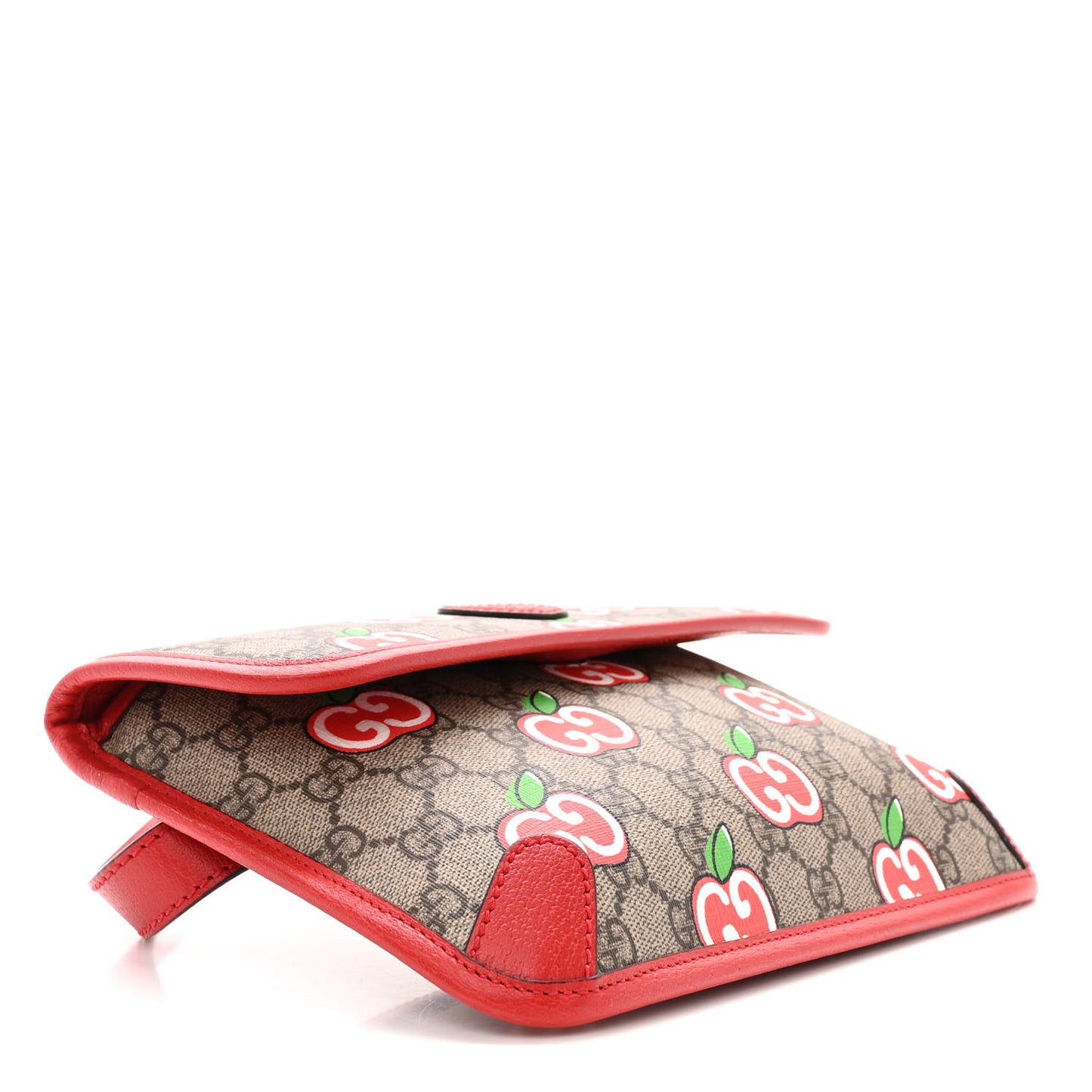 GG Supreme Monogram Apple Interlocking G Belt Bag Beige Multicolor Lobster Red